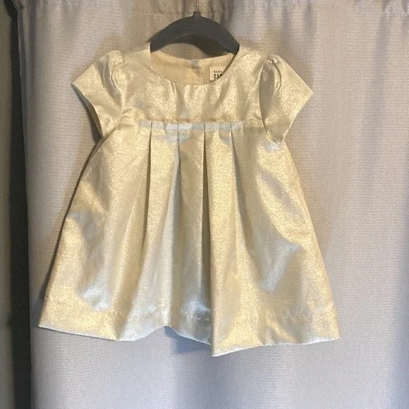 slim fit dress slacks Gold Flower Girl Dress with Puffed Sleeves and Satin Bow – Plus Size –  WonderlandByLilian main image 1